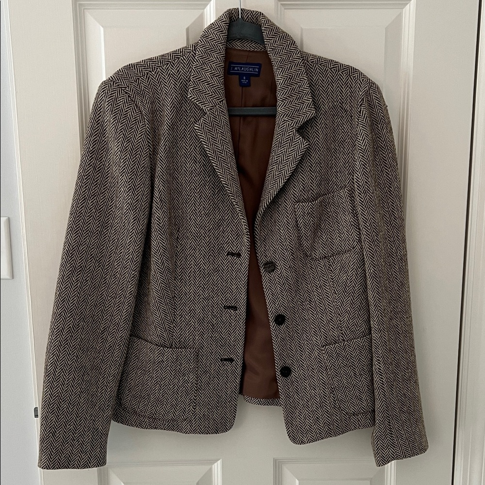 J McLaughlin Brown Herringbone Blazer